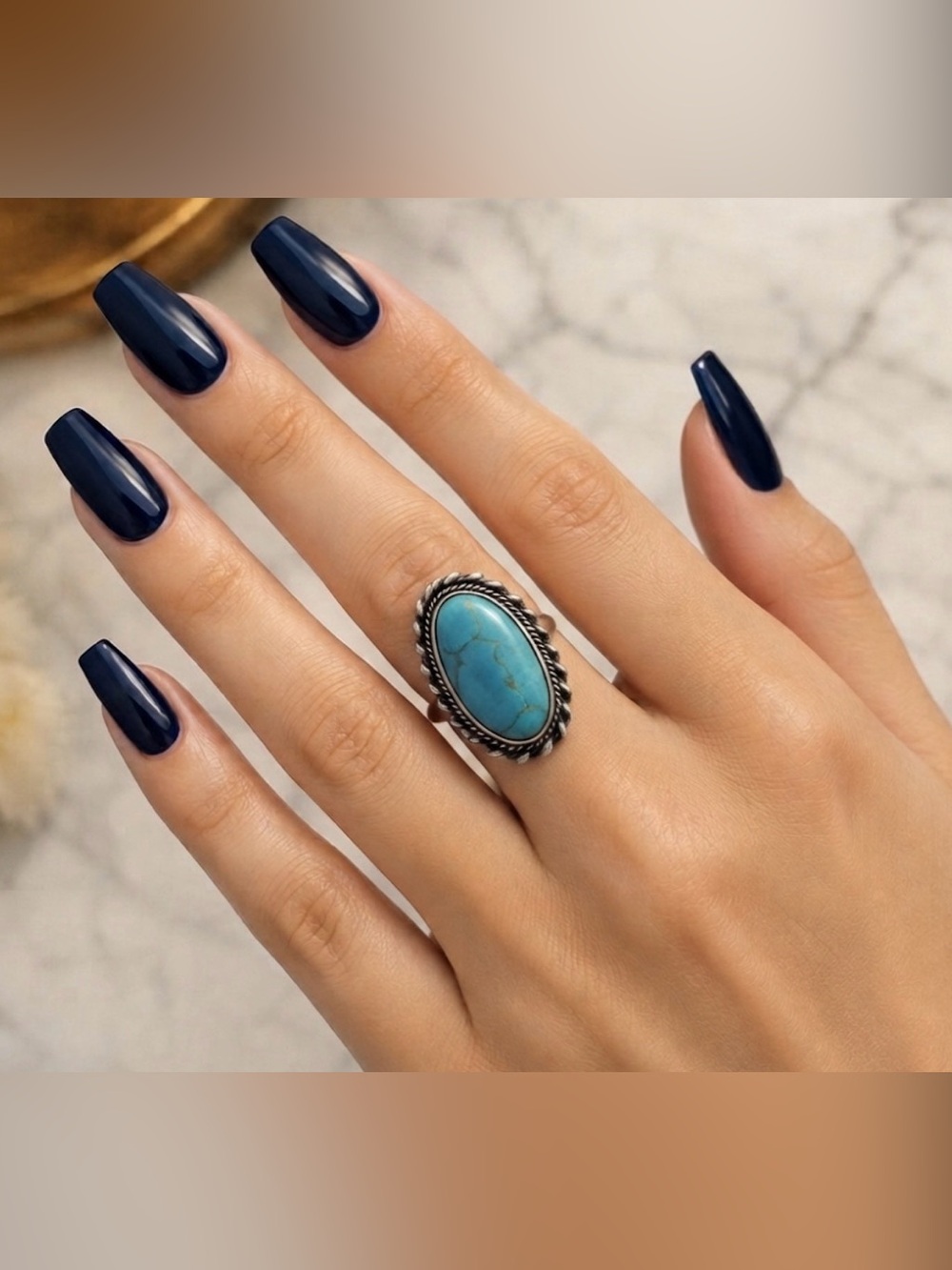 Genuine Turquoise Sterling Silver Ring